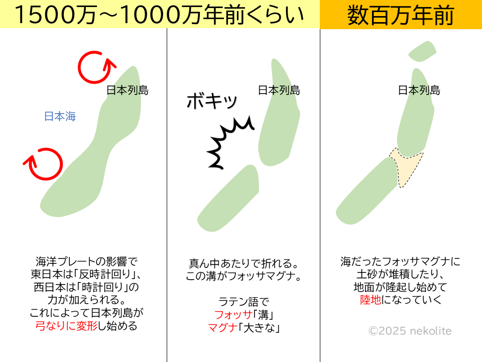 フォッサマグナの成り立ち