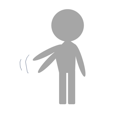 左腕が上下に揺れる