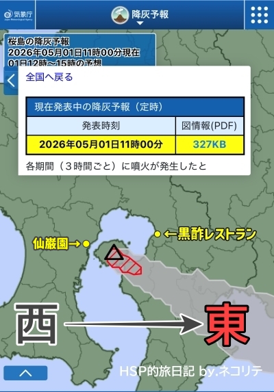 桜島の降灰予報