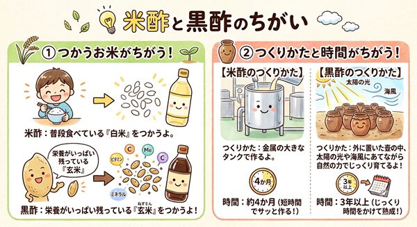 米酢と黒酢の違い